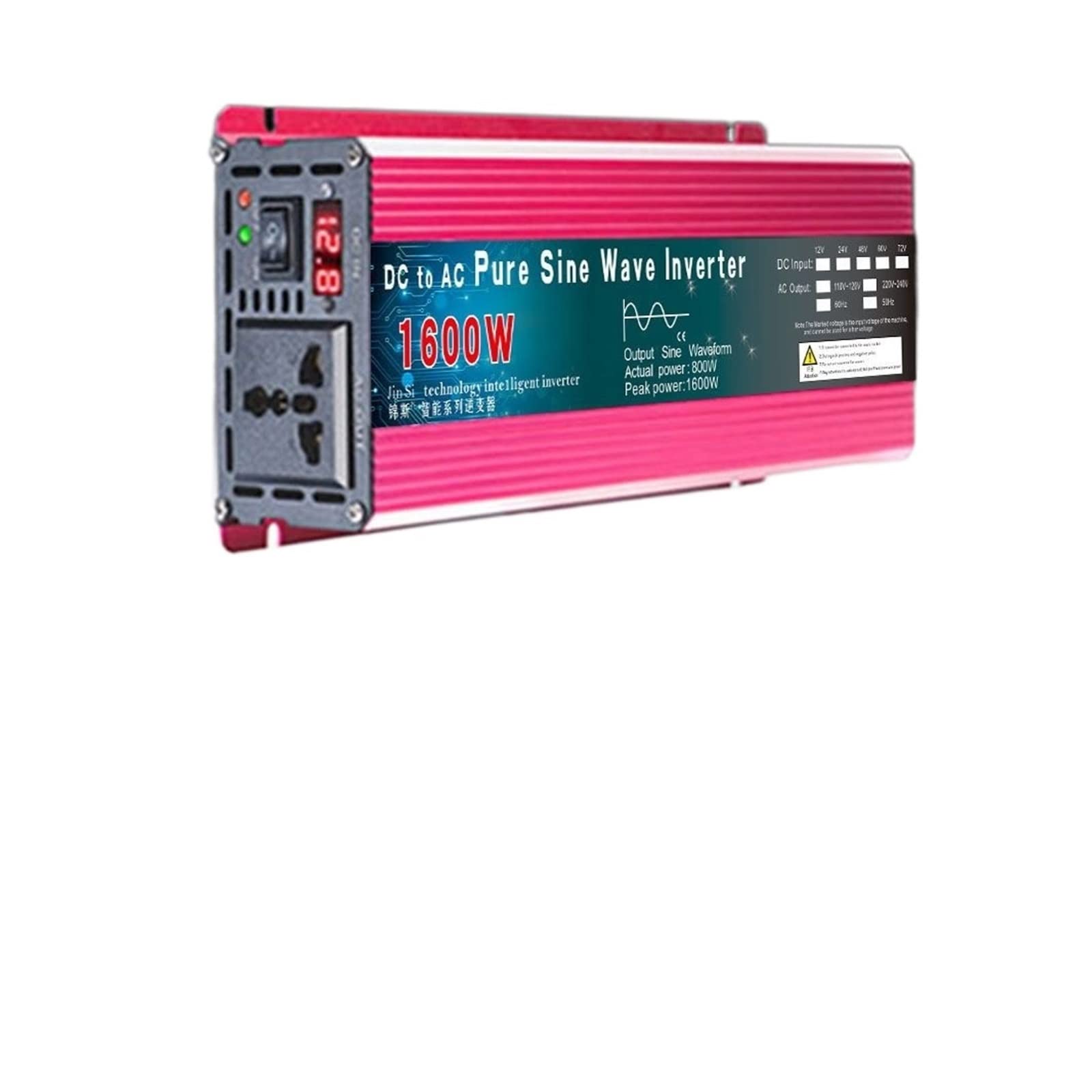 Falownik 12 V, 220 V, 1000 W, 2000 W, 3000 W, DC 24 V, 48 V, 60 V na AC 220 V, przetwornica napięcia z czystą falą sinusoidalną, mikroinwerter do samochodów, majsterkowanie (1600 W, 24 V-110