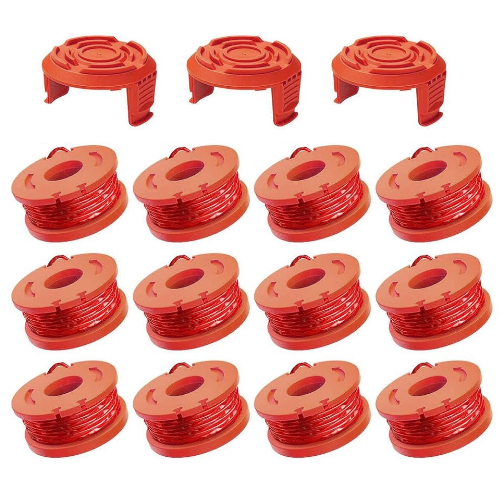 Carrete de Hilo de Repuesto de 10 pies y 3 m Compatible con WA0010 Edger 8 15 20 Piezas 16 Carrete 4 Tapas(15pcs)