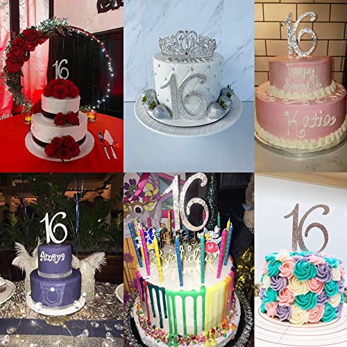 Honbay 16 Cake Topper Premium Sparkly Crystal Rhinestones Cake Topper Cake Decoration For Sweet 16Th Birthday Party (16 Silver) #TOP4
