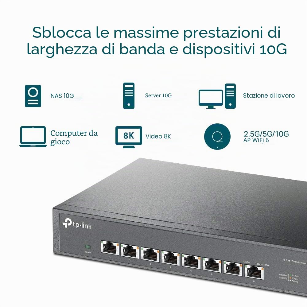 TP-Link TL-SX1008 switch No administrado 10G Ethernet (100/1000/10000) Negro