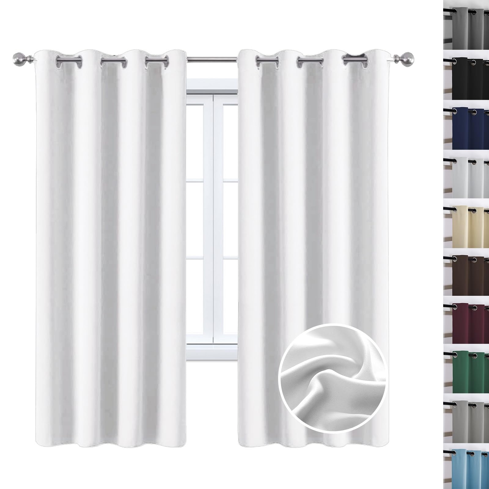 Rideaux occultants anti chaleur 100% polyester blanc pour salon