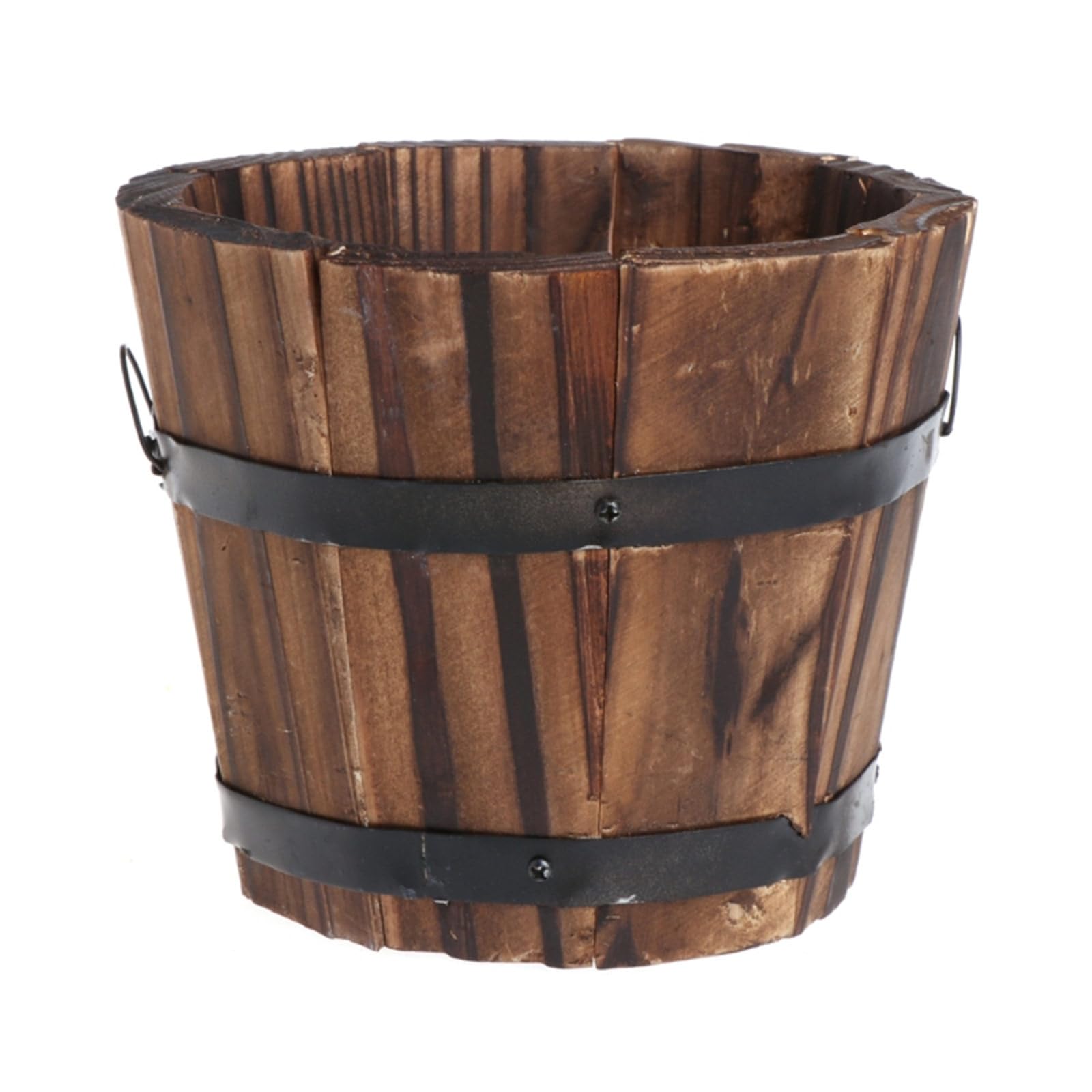 RAFGALDEX Plant Pots Wood Barrels Planter Indoor Outdoor Flower Pots Container Decorations for Garden Farmhouses Home Small Bucket Wood Barrels Planter
