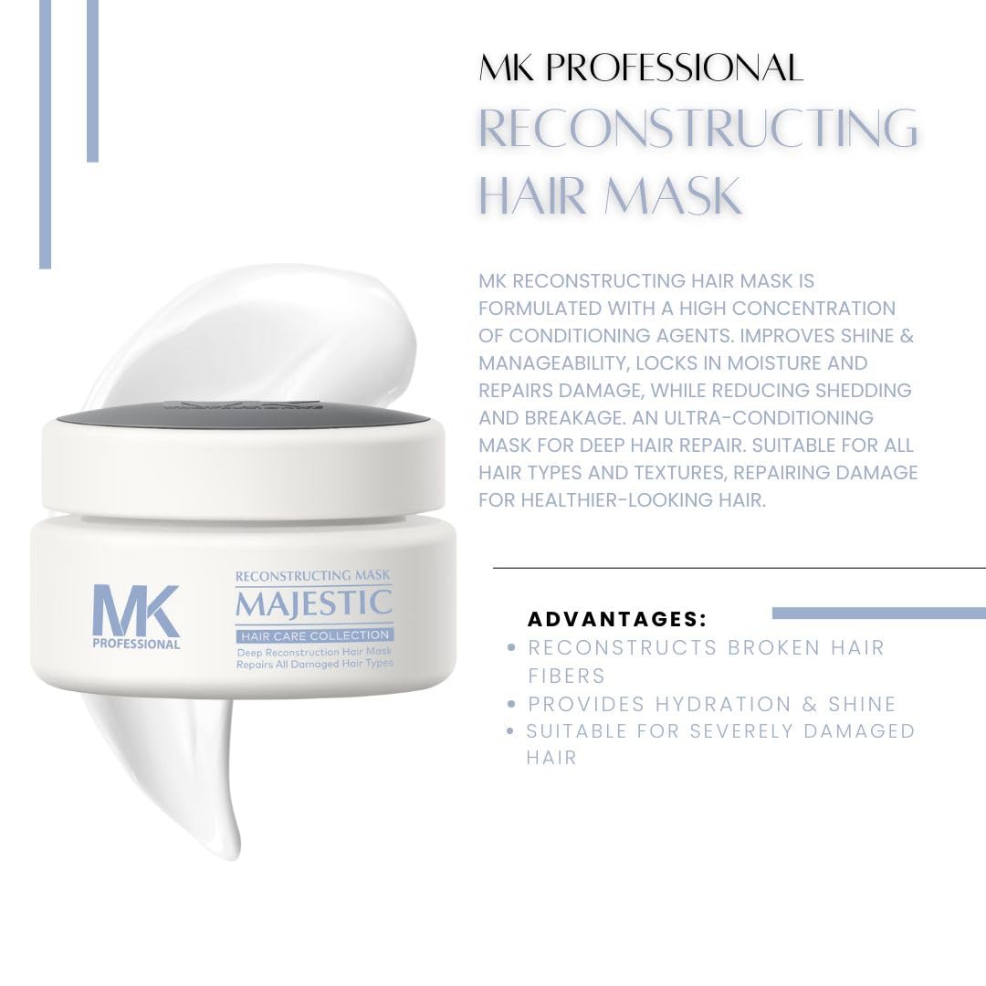 MK PROFESSIONAL Hair Mask for Dry Damaged Hair & Growth, Reconstructing Deep Conditioning Protein Mask, Provide Hydration & Shine, Prevent Future Breakage - 6.8 Fl Oz (200 ml)