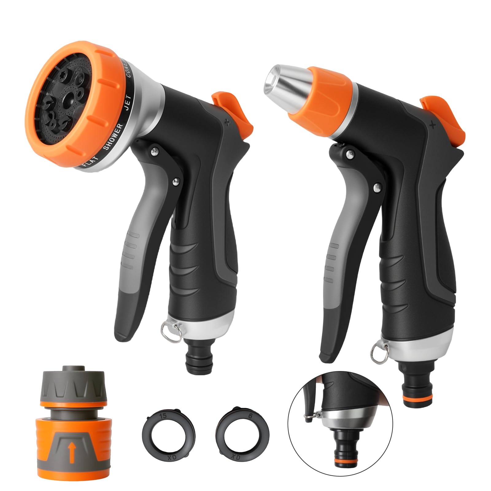 Pistola De Manguera De Jardín 2 Piezas, Pistola de Riego, con 10 Modos | Pistola Manguera Jardin, Conector Rápido, Para Lavar Coches, Mascotas, Regar el Jardín, Limpiar el Patio