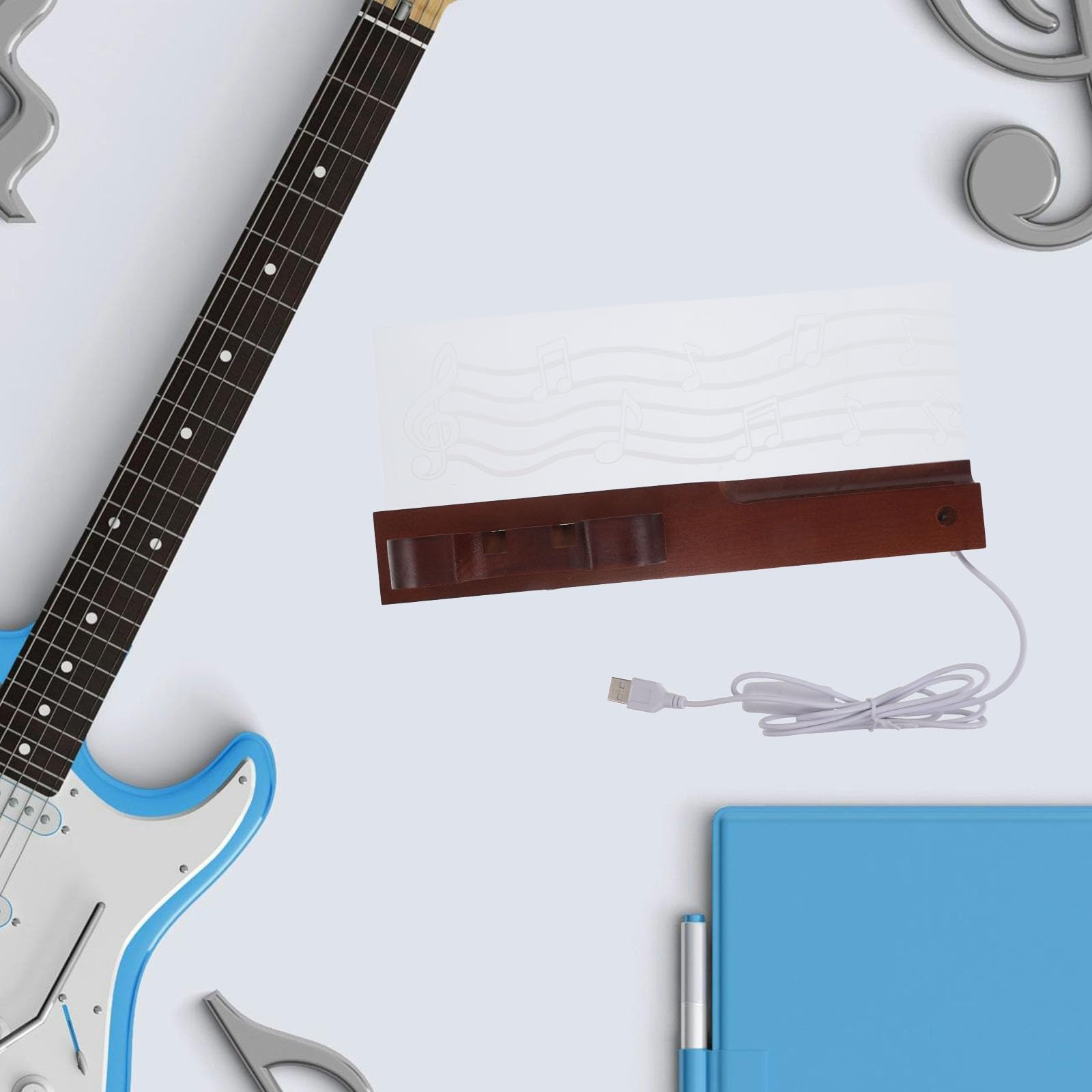 Beleuchtete Gitarrenwandhalterung mit Integriertem Plektrumhalter und Haken für E gitarre und Violine für Studios und Kleine Wohnungen