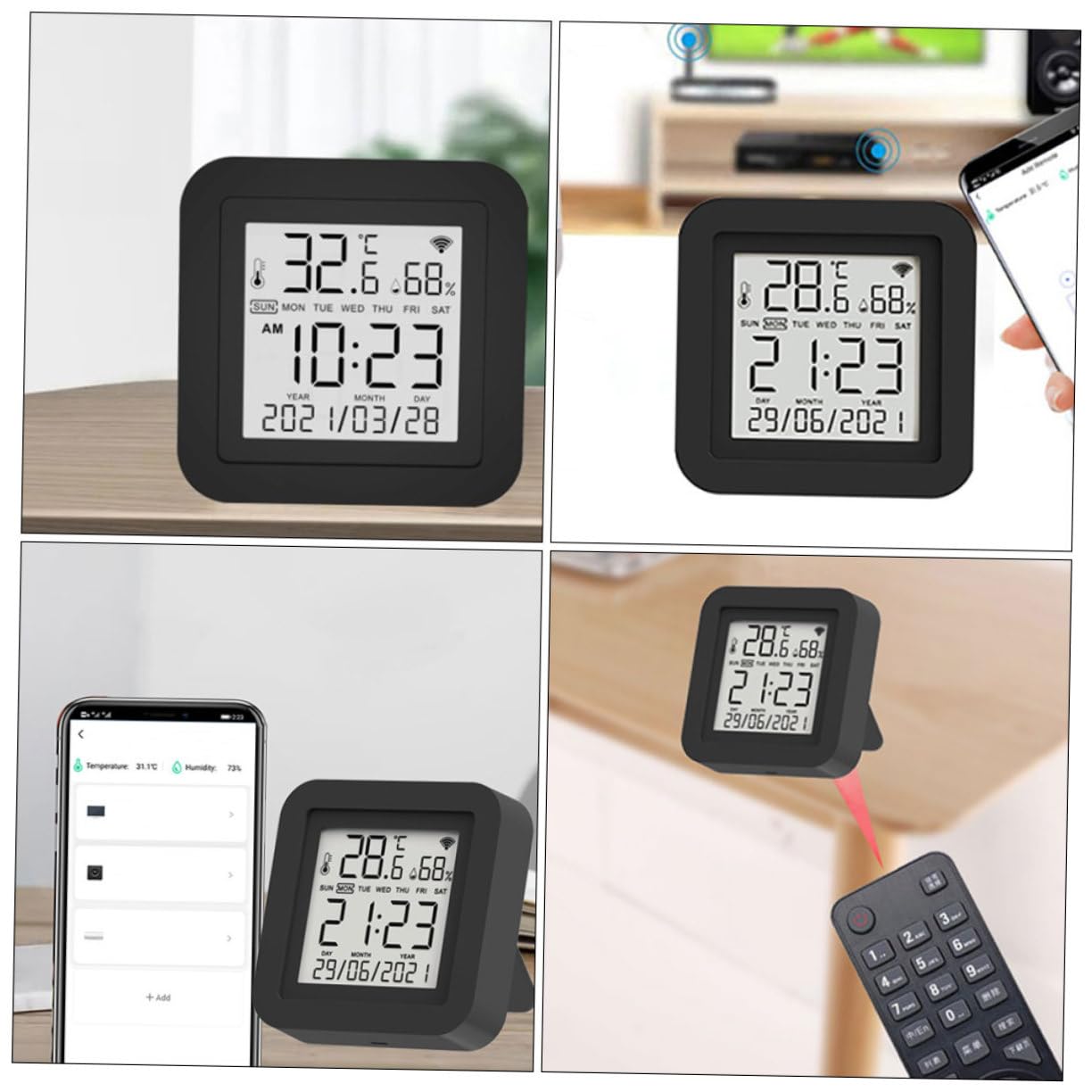 NUOBESTY 1Set Igrometro Digitale e Termometro Per Misurazione Della Temperatura e Umidità Facile Leggere e Installare Design Compatto Per Uso Domestico e Aziendale