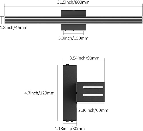 Miniatura 7 de Ralbay Modernas lámparas de baño negras 5 temperatura de color regulable 31.5 pulgadas 30 W acrílico LED negro tocador accesorios de iluminación