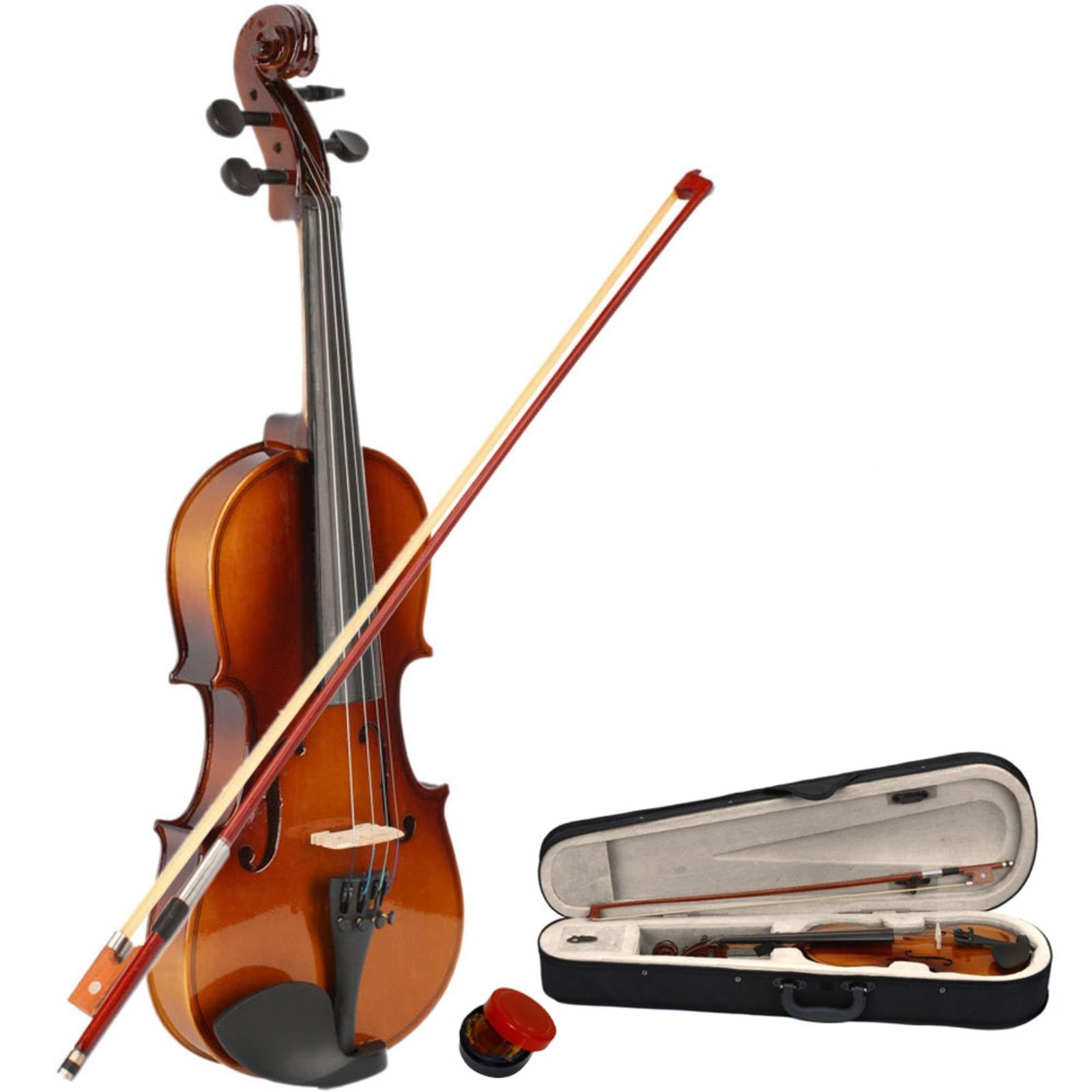 1/2 Acoustic Violin Kit, Beginner Violin Set, Fiddle with Basswood Body, Case, Bow & Rosin, Wooden Stringed Musical Instrument for Boys Girls Teenager Adult Violin Enthusiasts Learner (Natural)