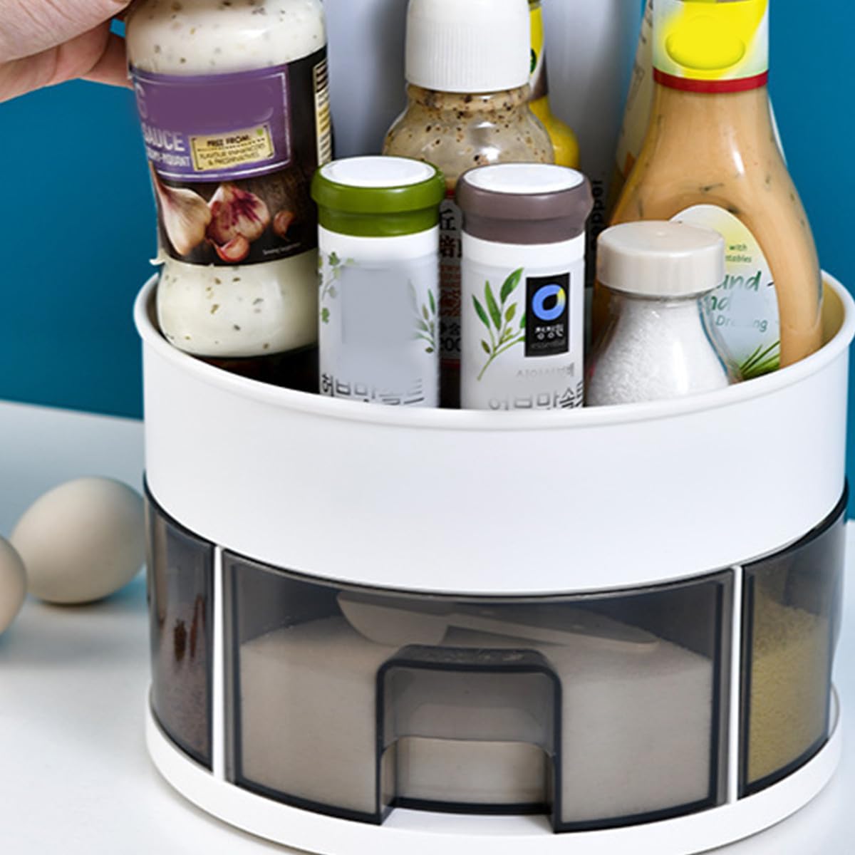 Portaspezie Grande e Design Semplice per Spezie e Condimenti e Decorativa Doppio Strato in Pp e Hips Rotante per Spezie e Condimenti e Decorativa da Cucina