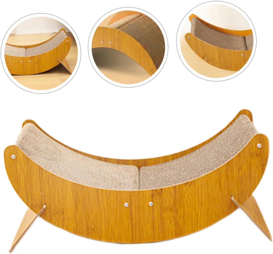 NUOBESTY Moon Shape Cat Scratching Board Reusable Wear-Resistant Corrugated Cardboard Indoor Cat Scratcher Pad Multi-Functional for Kittens
