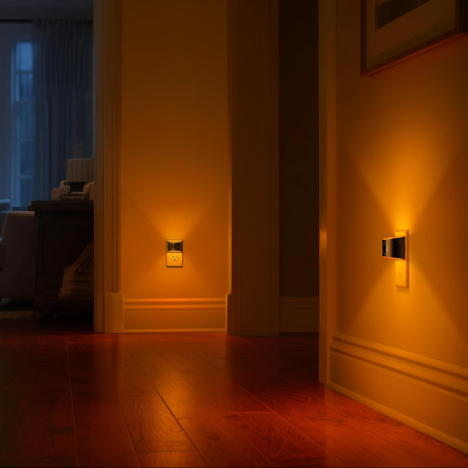 DORESshop LED Night Light[2 Pack], Night Lights Plug into Wall, 3 Mode Plug in Night Light with Motion Sensor, Dusk to Dawn Sensor, Nightlights for Adults, Bedroom, Bathroom, Hallway, Amber