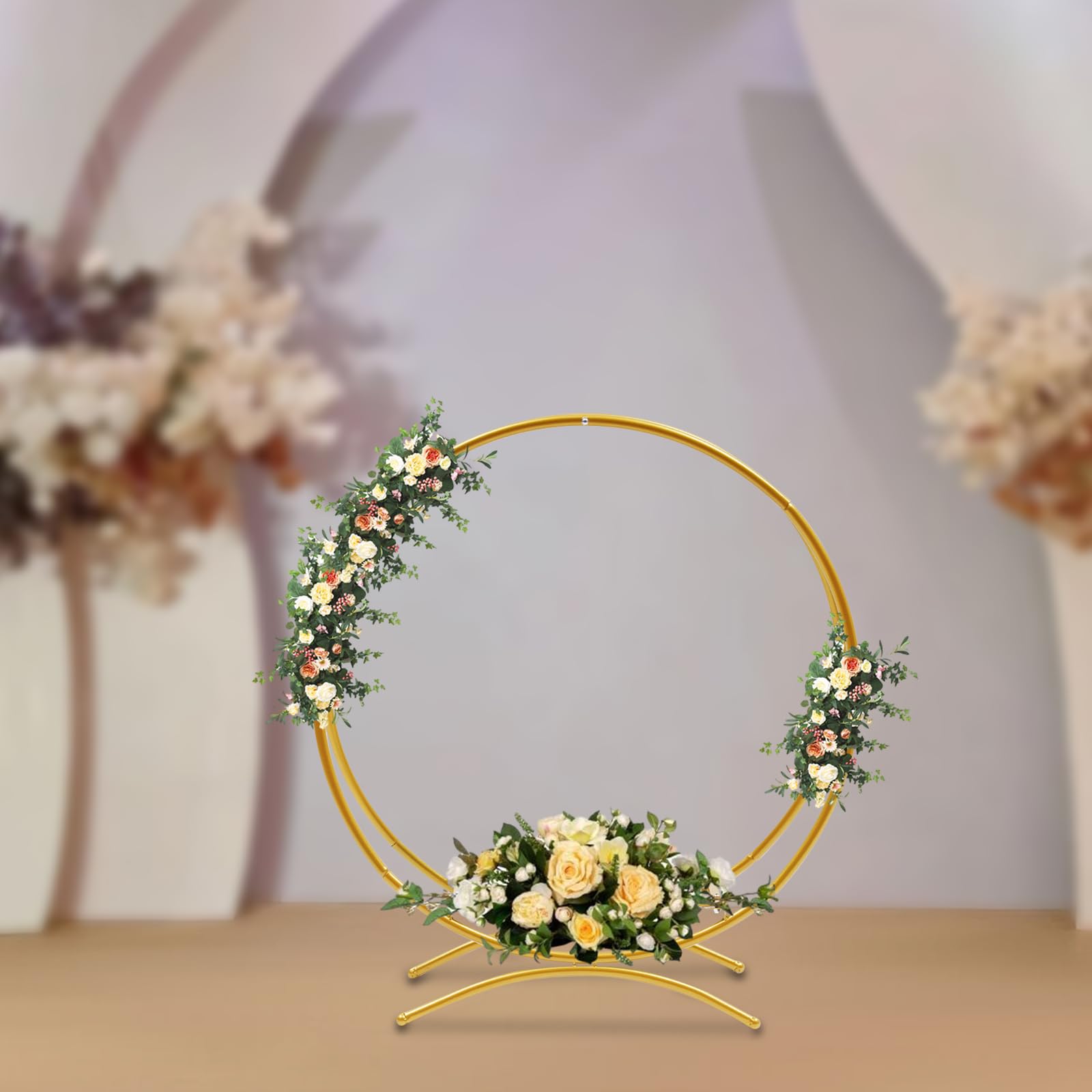 Soporte para tartas de 80 cm, soporte para tartas de boda, anillo de boda, arco de fondo, círculo, arco de boda (dorado)