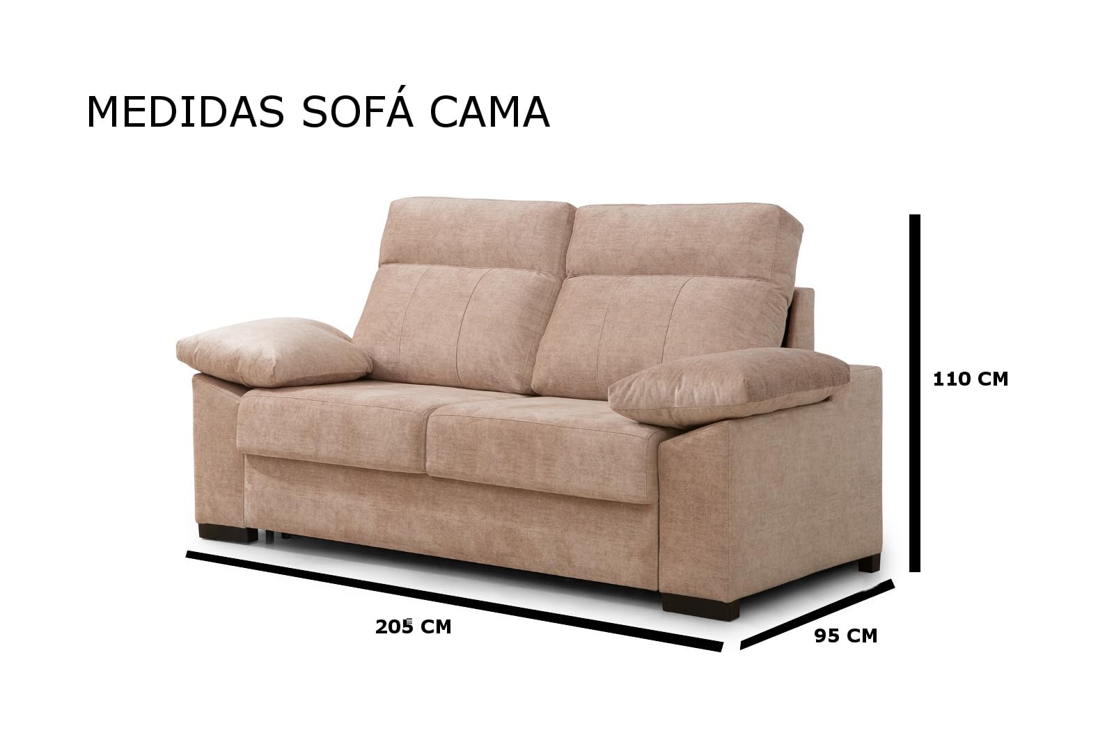 DESCANSIN Sofá Cama Italiano 3 Plazas con colchón de 140x190 - Apertura Italiana - Tela Variada - Madera Pino - Colchón de 15cm de Grosor (Gris Oscuro)