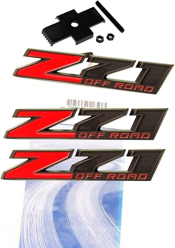 Yoaoo 3x OEM Matt Small Z71 Off Road Grille And Decals Emblems Badge 3D for Silverado 1500 2500Hd Sierra Suburban Colorado Red Black