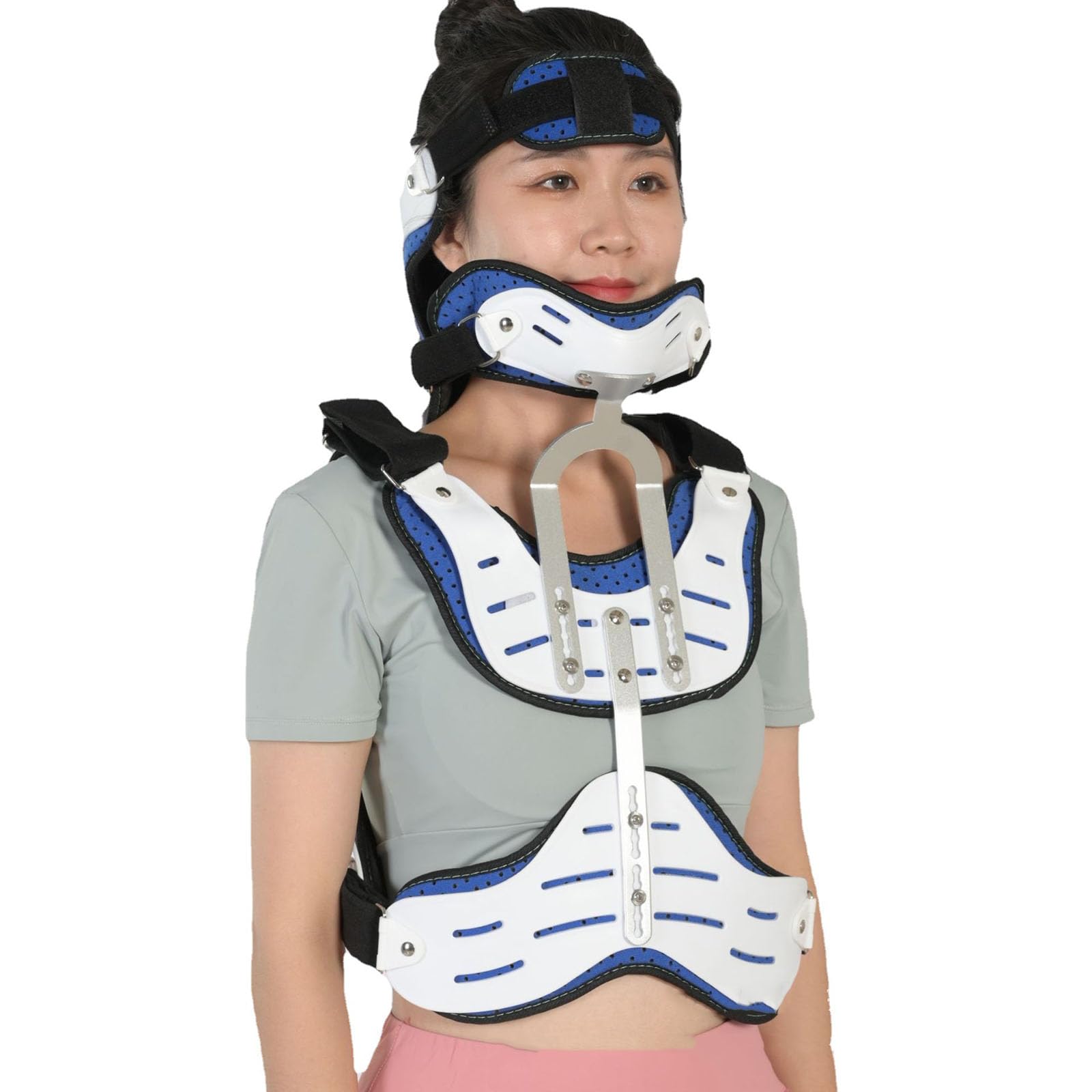 SFKLYU Ortesis Cervical Torácica Halo Brace Collar Cervical Ajustable Ortesis Diseño Abierto Ortesis Cervical Torácica Brace para Alivia el Dolor y la Presión en la Columna Vertebral