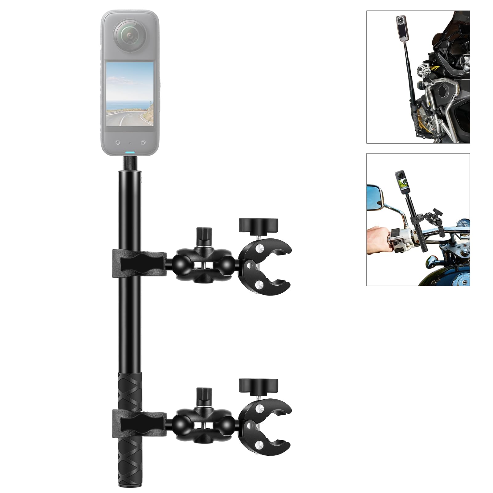 Amazon | PULUZ バイクハンドルバーマウントキット、デュアルヘッド
