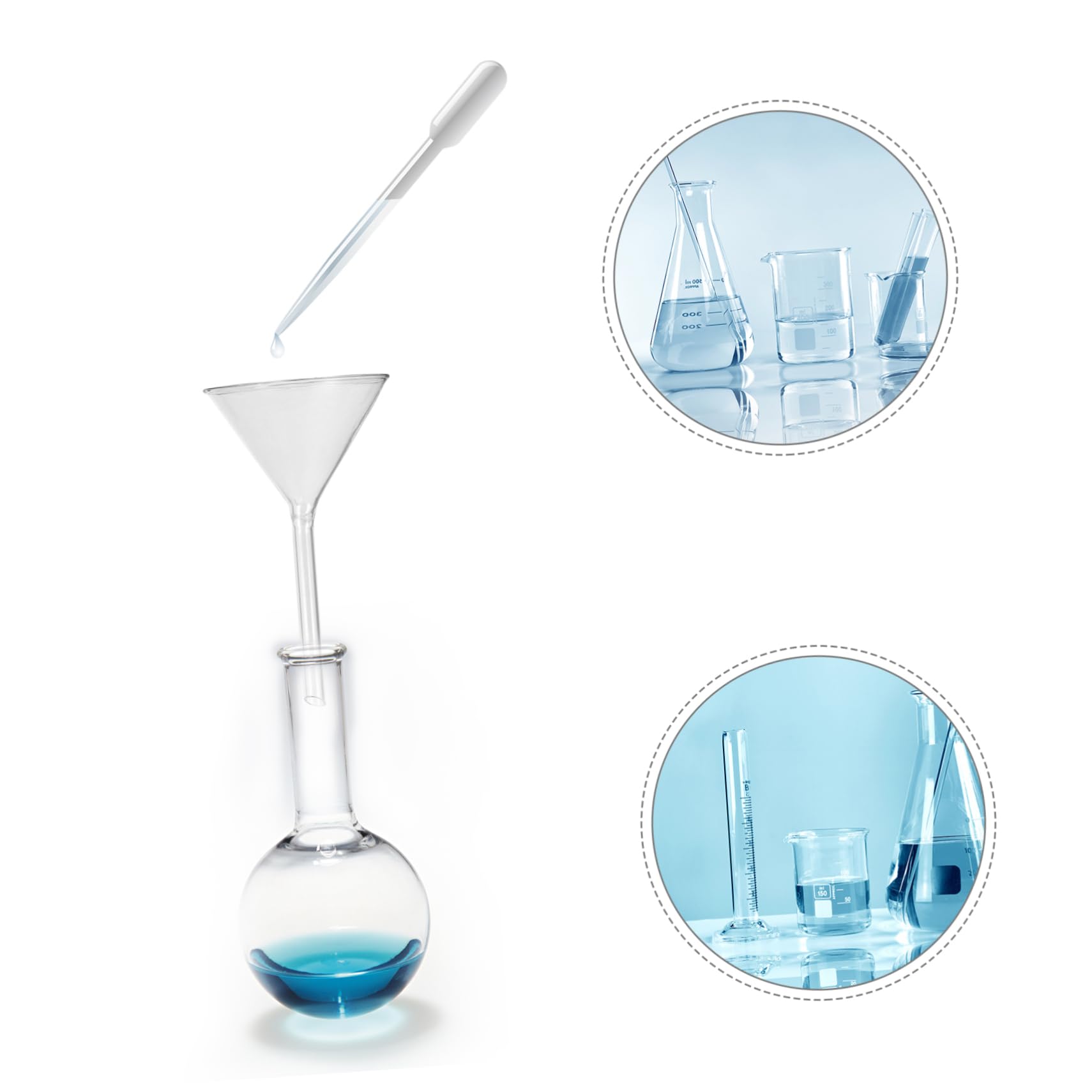 Amosfun 8 Piezas embudo botellas de agua material de laboratorio herramienta multiusos experimentos colador equipos de laboratorio herramienta resistente a la temperatura Vidrio