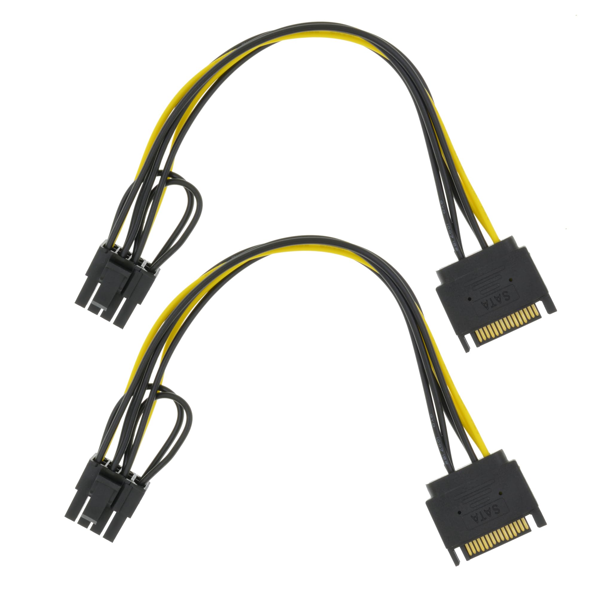 2 Packs SATA 15 Pin to 8 Pin (6+2 Pin) Male Video Card Power Supply Cable 8.6inch 22cm-image-4