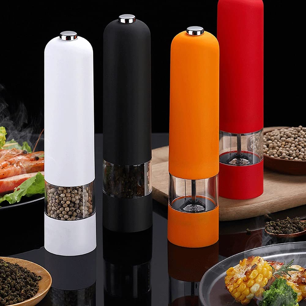 Macina Pepe Grinder Elettrico for Uso Domestico Grinder Fresco macinato Pepe Nero Pepper Batteria Spessore Regolabile Macina Sale Macinapepe (Color : Black)