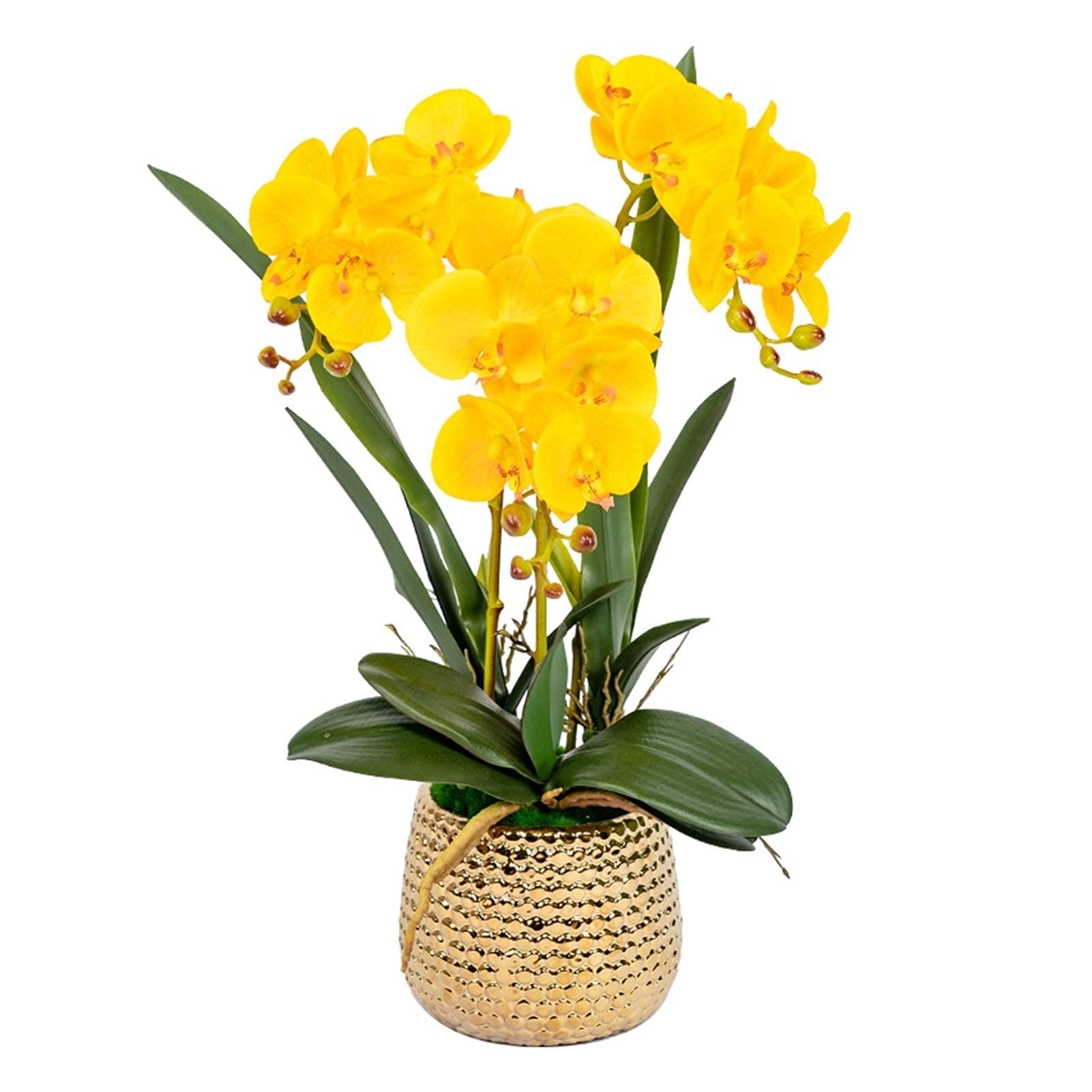 AYCDL Artificial Flower Set, Artificial Orchid Flowers with Vase Phalaenopsis Fake Flower Centerpieces for Dining Room Table Living Room Arrangements Decoration Beautiful Artif