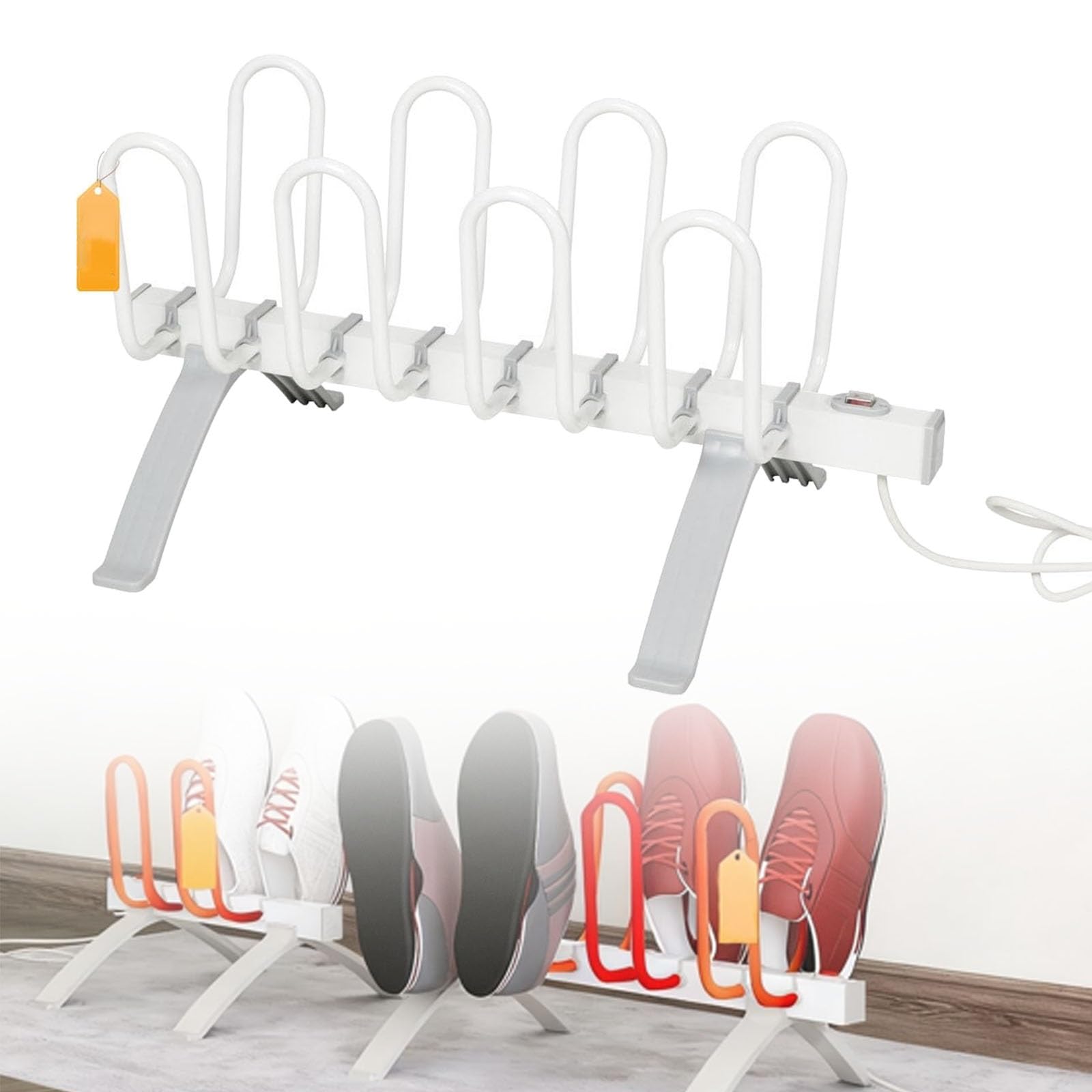 Secador de botas con calefacción, estante de secado eléctrico con 4 estantes para secado rápido de botas de trabajo, calcetines, guantes, para uso doméstico o laboral