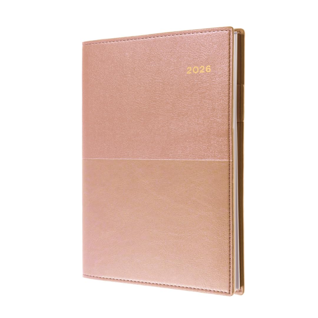 Collins - Valour - 2026 12 Month Calendar Year Planner, Day-To-Page with Hourly Appointments Diary, A5 - Rose Gold (VAL251.49-26)