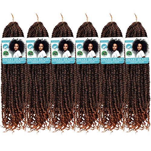 SMART BRAID 18" Passion Twist Crochet Hair Pre Looped Braiding Hair Synthetic Hair Extensions 7 Packs