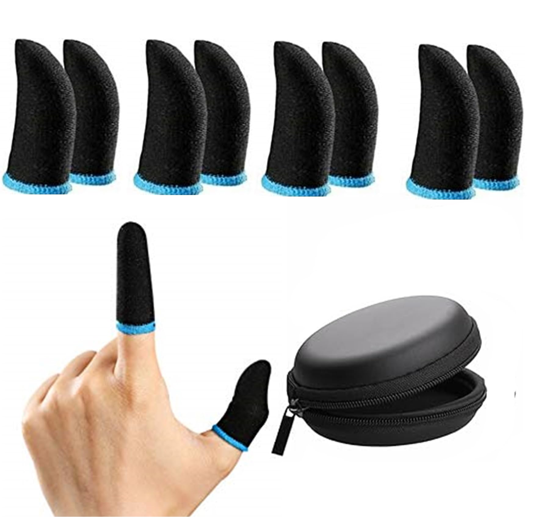 Thumb & Finger Sleeve for Mobile Game with Super Conductive Fiber Fabric, Anti-Sweat & Breathable for PUBG, Garena Free Fire, Rules of Survival, Knives Out, COD Mobile (4 Pair-8 pcs With Black Pouch)-image-14