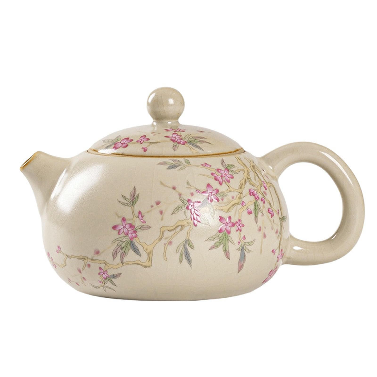 Chiński zestaw do herbaty Kung Fu z otwartym czajniczkiem o pojemności 180 ml/6 uncji, ceramiczny zestaw do herbaty Kung Fu, wypalany w piecu Ru w kolorze różowym, z okazji Święta Wiosny