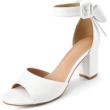 Alicegana Heels Women Block Sandals 3 Stable Open Toe with Cute Bow Ankle Strap & Cushioned Insole - Elegant Comfortable Walking Dress Shoes for Weddings Party Bride & Bridesmaids