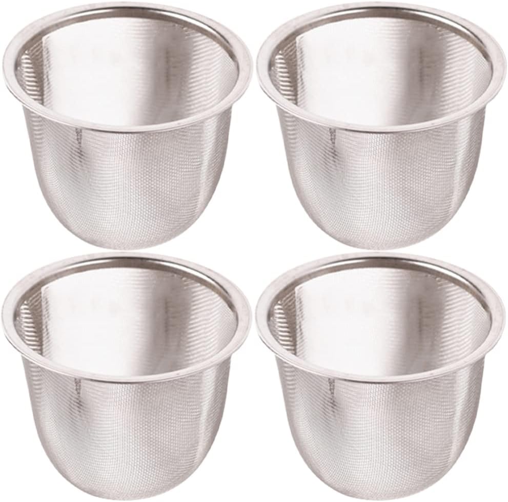 CALLARON 4pcs Tea Filter Mesh Stainless Steel Tea Strainer Insert for Loose Leaf Pot Strainer Replacement Infuser Accessories for Kitchen Use 2.40X2.40X2.36in