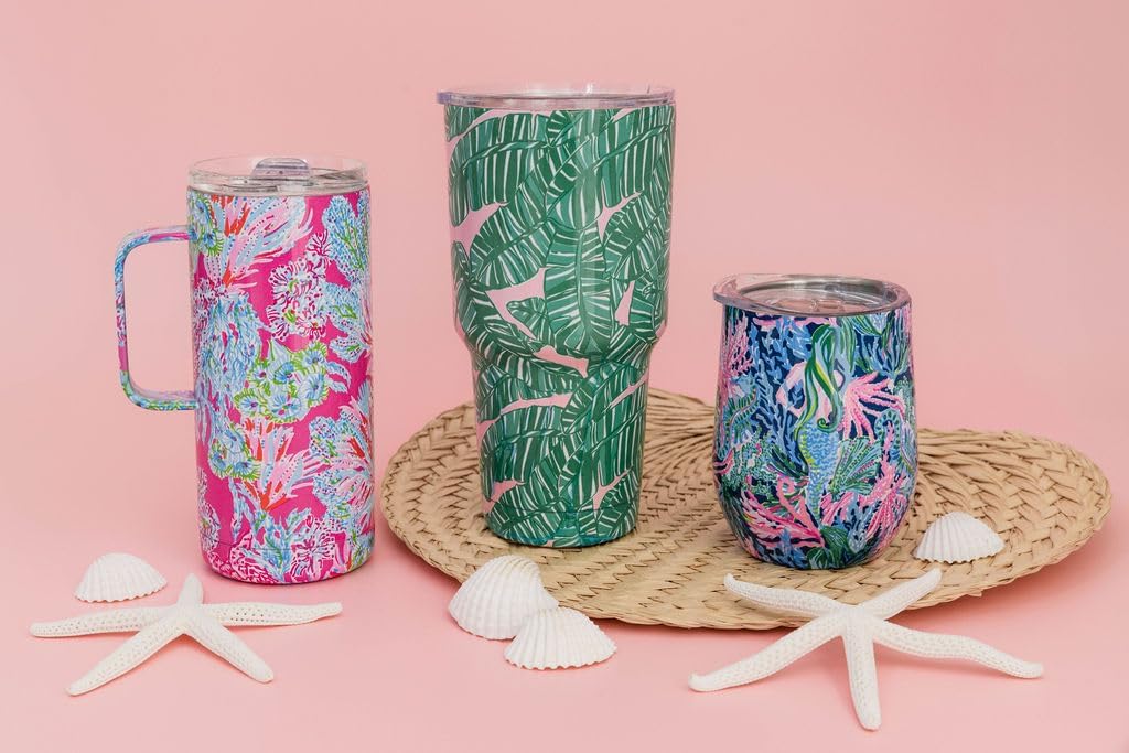 Lilly Pulitzer 16 Oz Travel Mug with Handle and Lid, Stainless Steel Insulated Coffee Tumbler, Double Wall Metal Cup, Seaing Things - Image 6