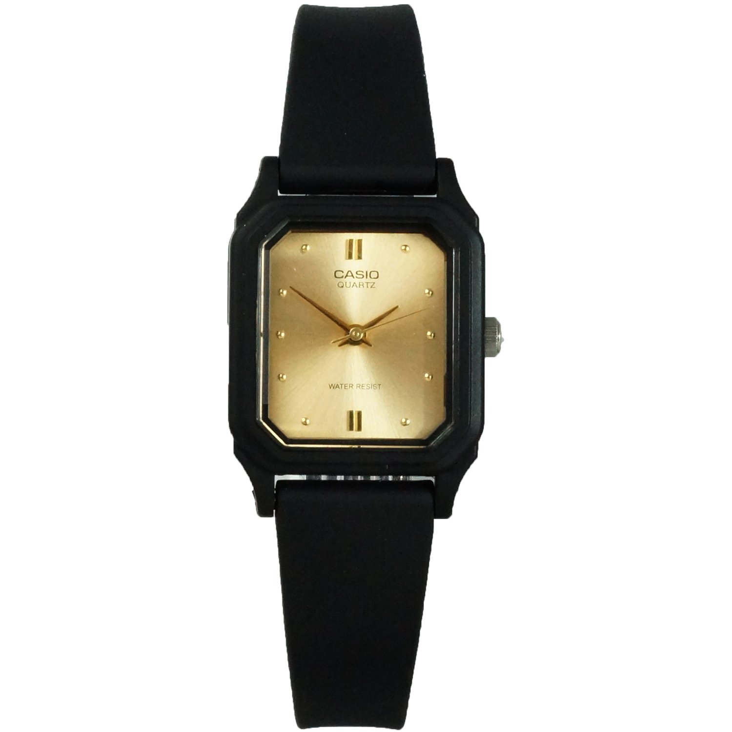 CasioWomen's LQ142E-9A Black Resin Quartz Watch with Beige Dial