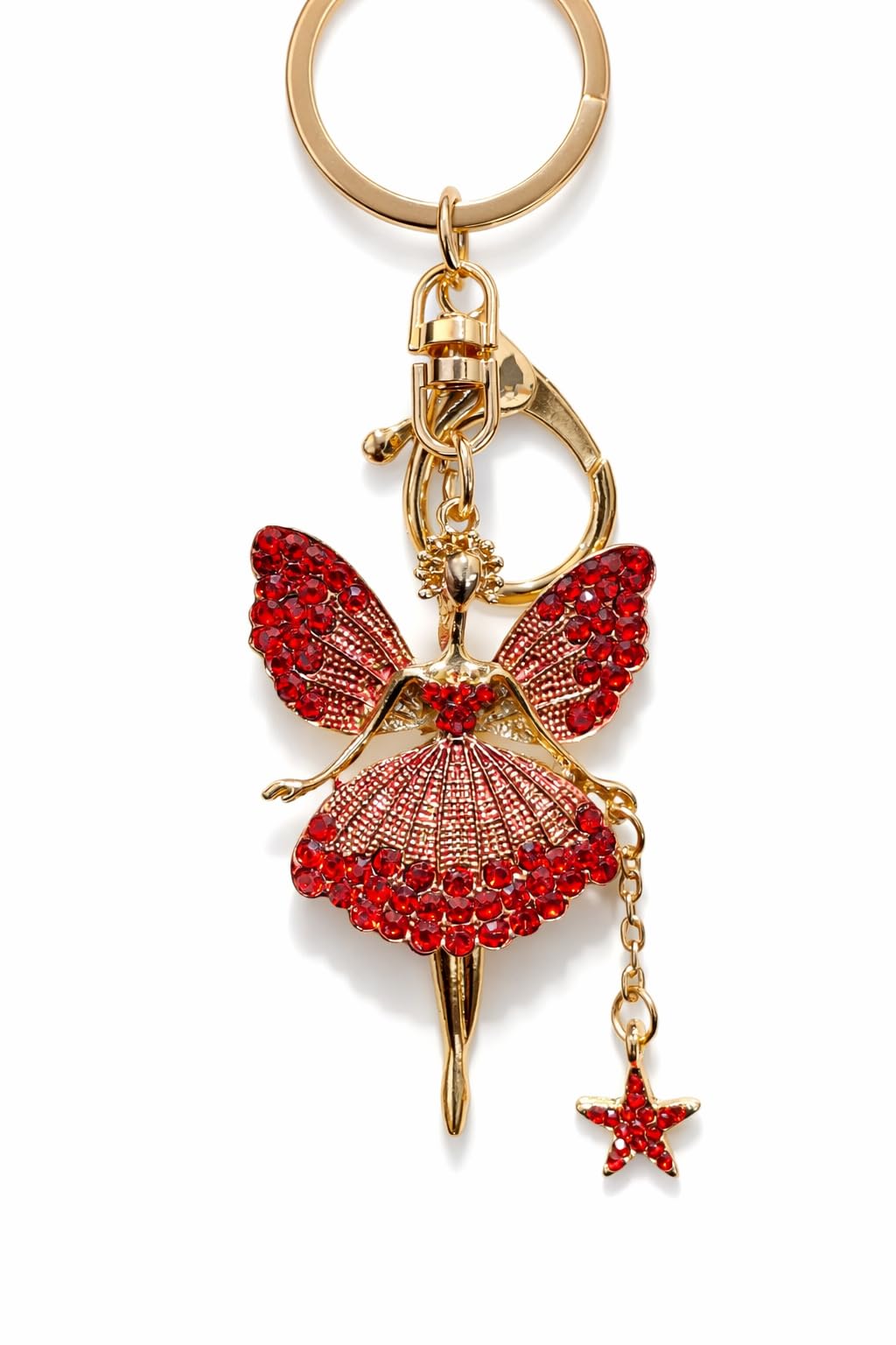 Red Crystal Fairy Keychain Charm for Women, Cute Angel Key Ring Rhinestone Handbag Charm Pendant for Purse Backpack Car Keys Gift-image-24
