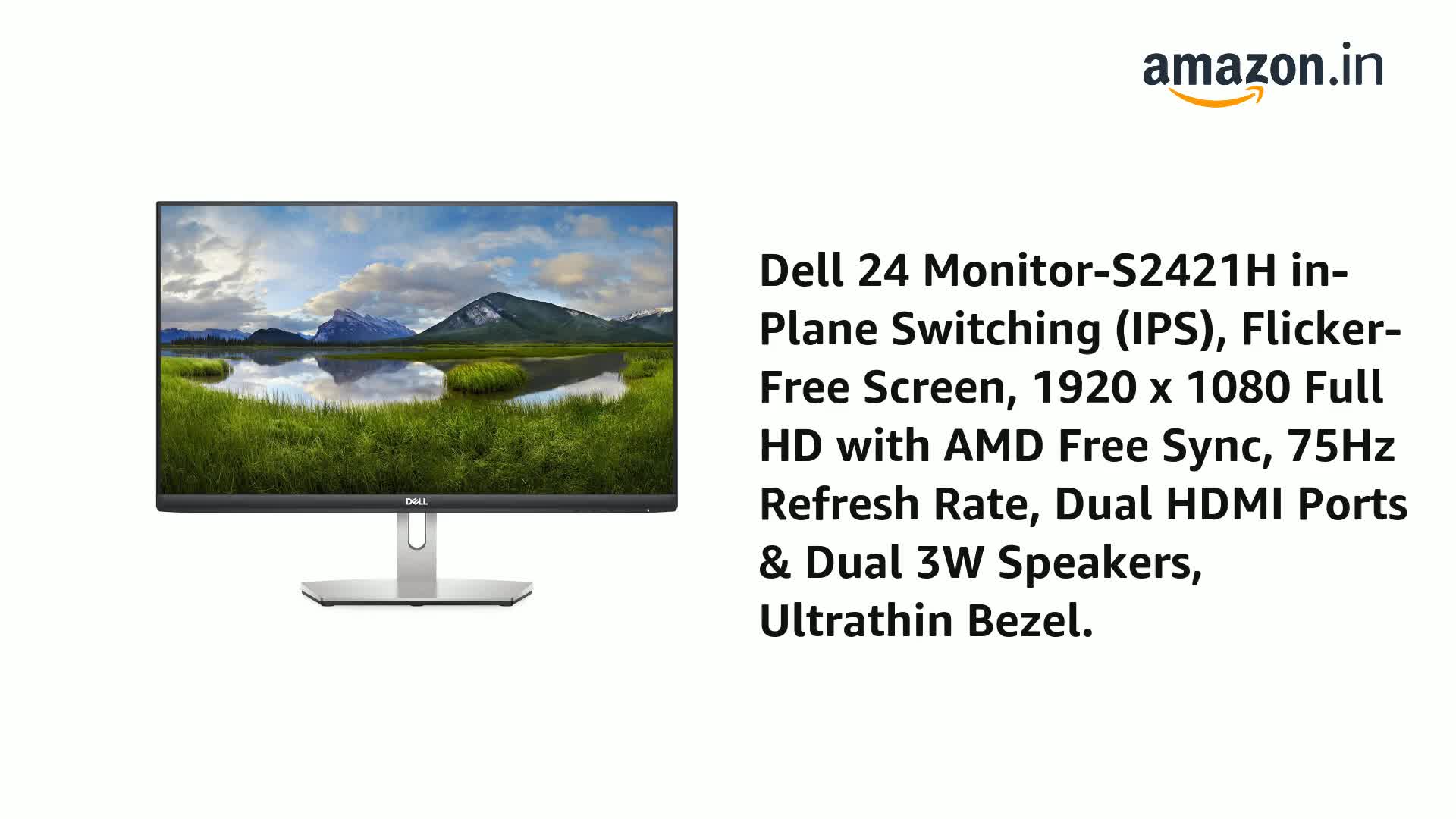 Dell-S2421H/HM (60.96 cm) FHD 1920 x 1080 at 75Hz, Built-in Dual
