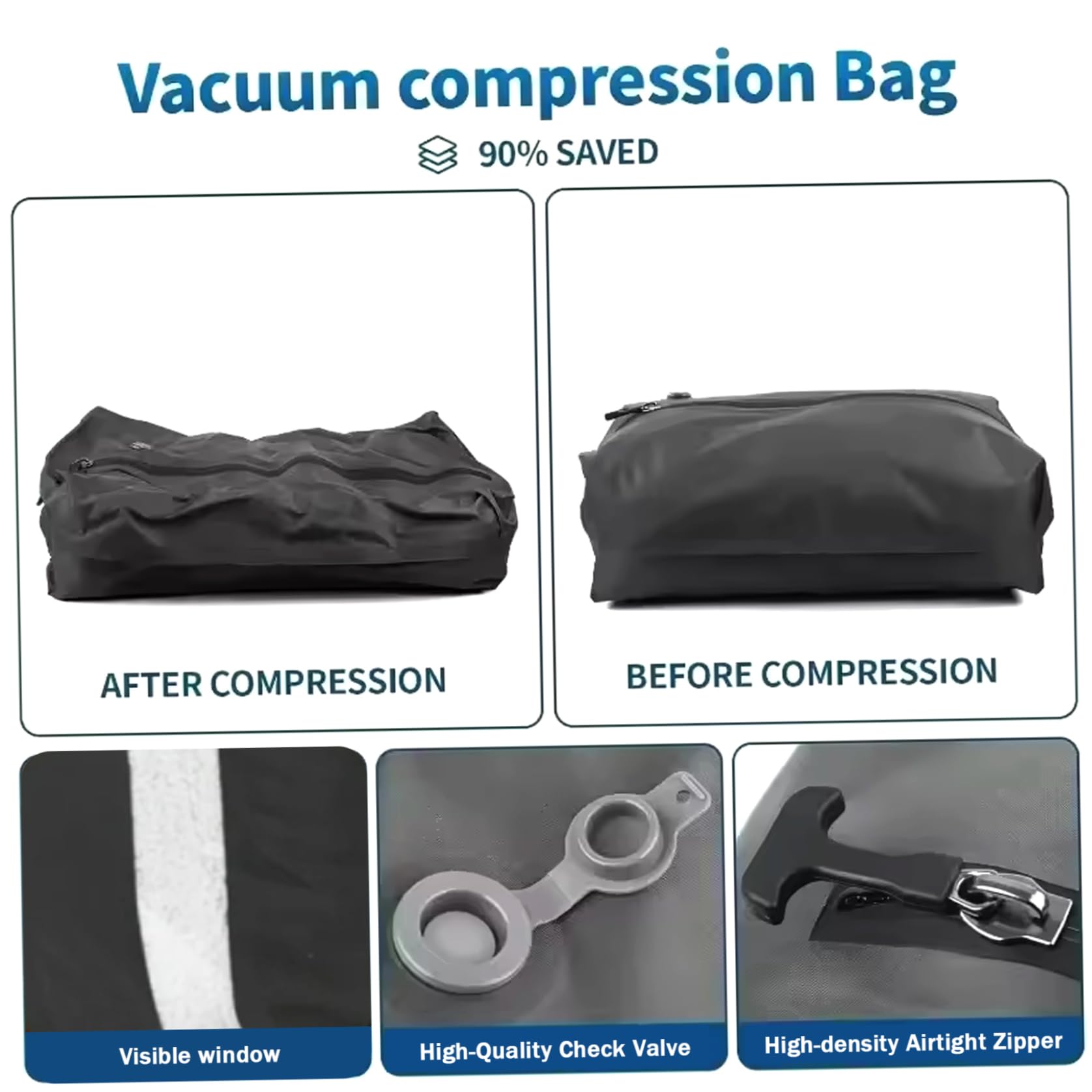Sacchetti sottovuoto da viaggio con pompa elettrica, confezione da 2, 17 litri – Sacchetti a compressione da viaggio riutilizzabili per vestiti, custodia impermeabile per valigia, casa