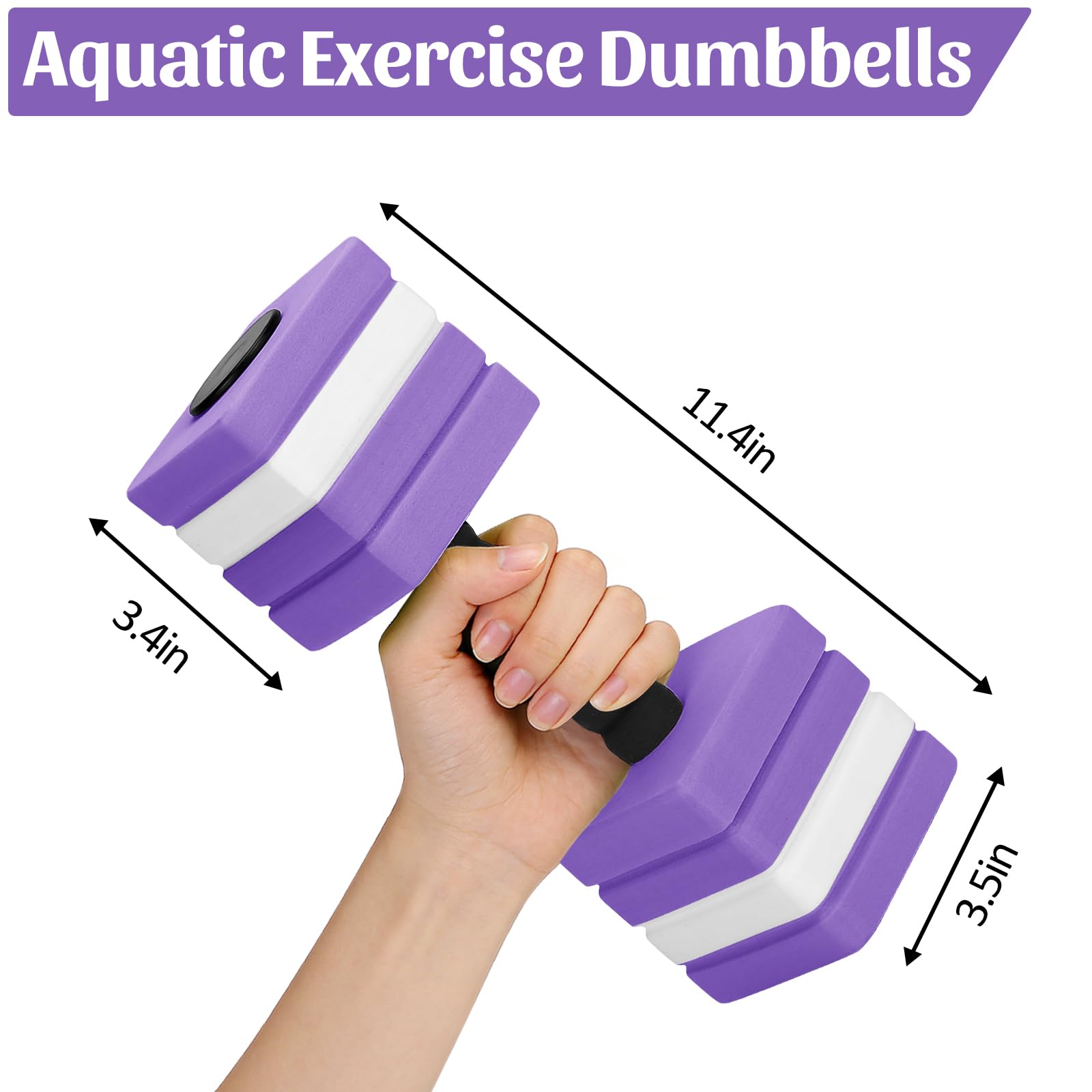 VAlinks Paquete de 2 mancuernas de ejercicio acuático, mancuernas de natación de espuma EVA de alta densidad para piscina, equipo de ejercicio acuático