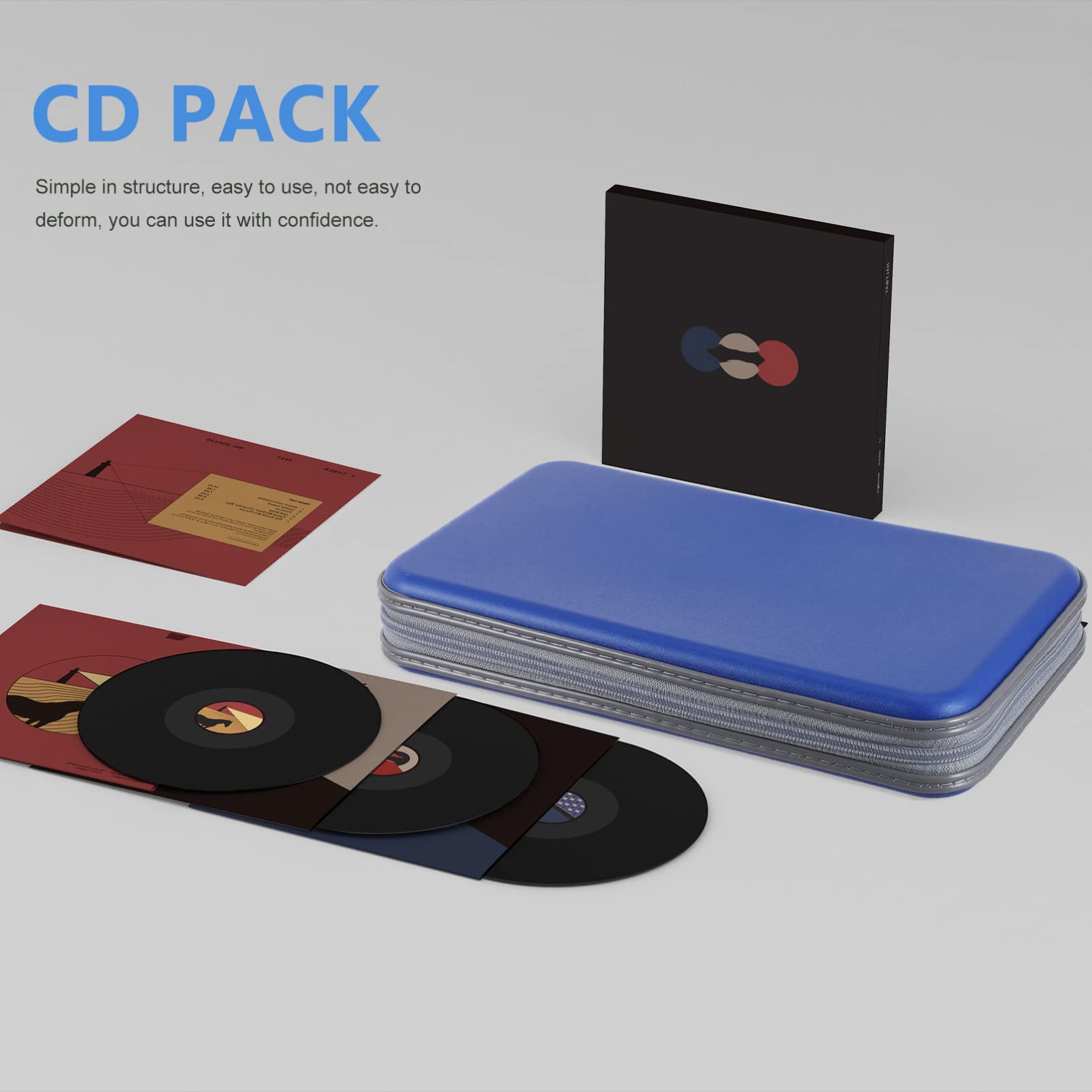 MUCKLILY CD Case Slot Organizer Pouch Portable Media Case for Car Travel CD Booklet Binder for Music Games Movies Space Saving Design Protection for Discs