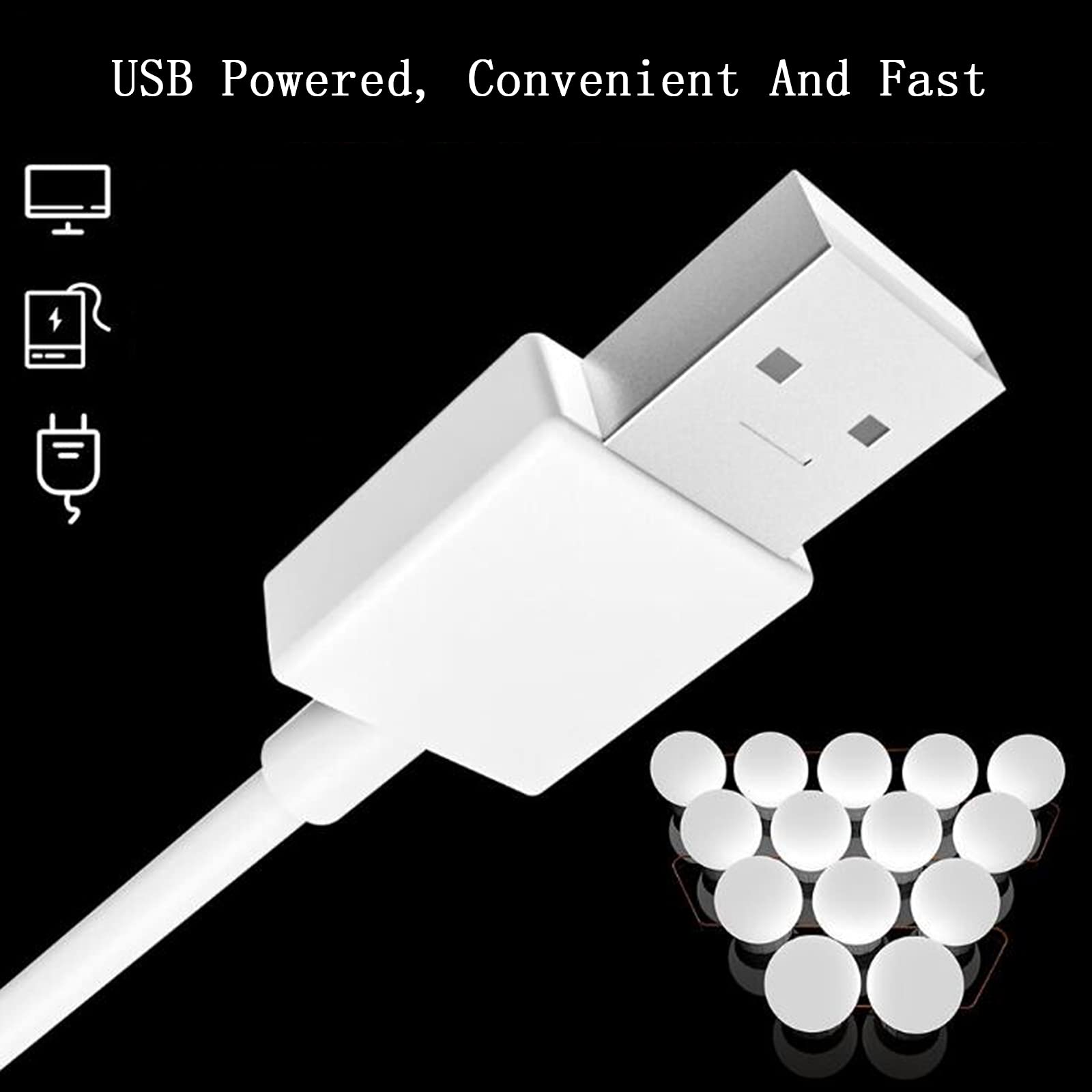 Miroir Den Lampes Miroir de Maquillage Lumière Led Vanité Lumières Gradation Vanité Coiffeuse Lampe Ampoule Usb Maquillage Miroir Applique Murale Avec 10 Ampoules Dimmable Applique Murale