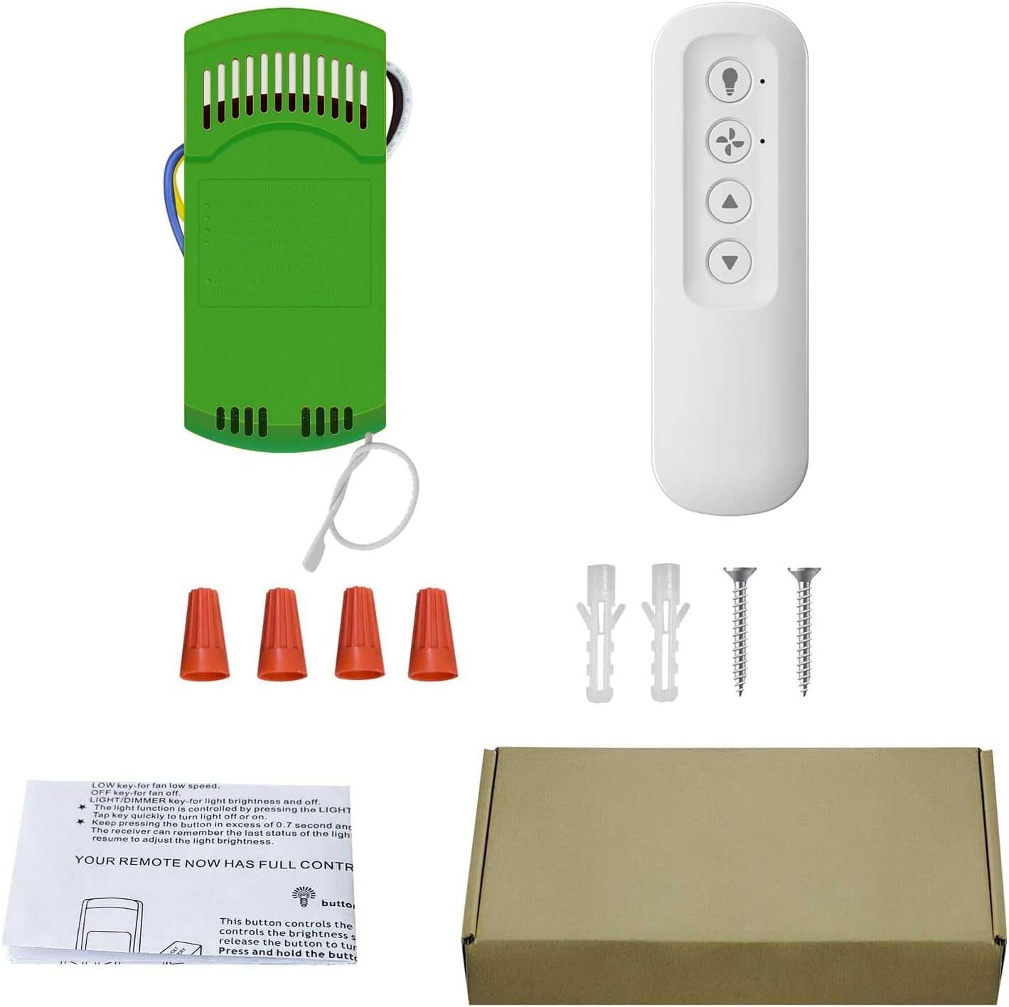 Universal Ceiling Fan Remote Control Kit with Light Dimmer, 3 Speed Fan Receiver for Hunter, Compatible Harbor Breeze & Hampton Bay Ceiling Fan Lamp