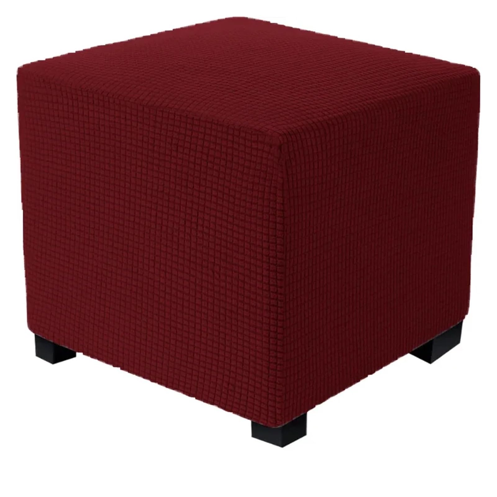 YXINAER Foot Stool Cover Square Ottoman Cover Polar Fleece Footstool Covers Elastic Footrest Slipcovers House Pouf Carre Furniture Protector Stool(Red,L)