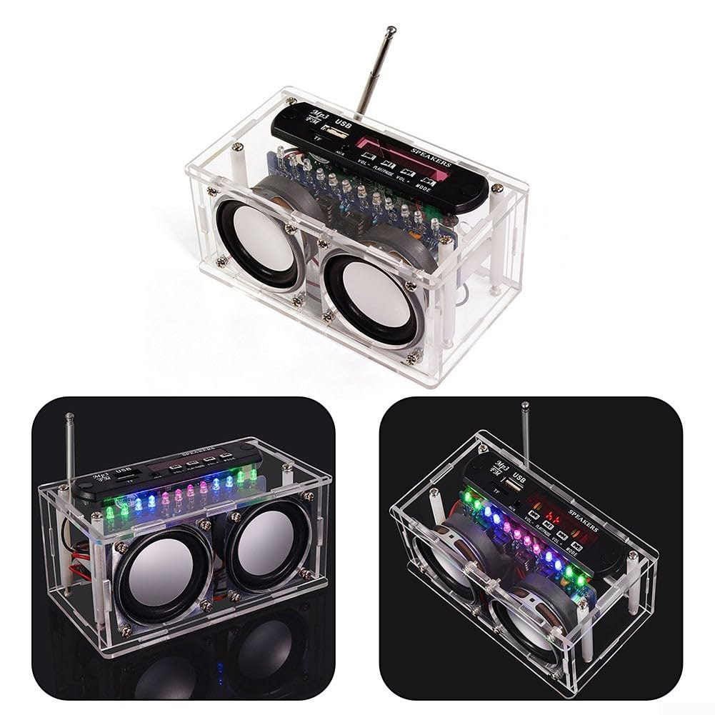 Kit de soudure pour haut-parleur radio FM à monter soi-même, AUX, USB, carte TF, lumières LED et télécommande, projet électronique éducatif pour débutants