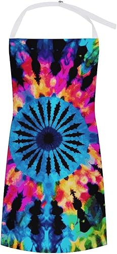 MUSM Exotic Tribe Tie Dye Style ApronClassic Vintage Funny with Pockets Aprons,Adjustable Bib Waterdrop Resistant for Kitchen Cooking Restaurant BBQ