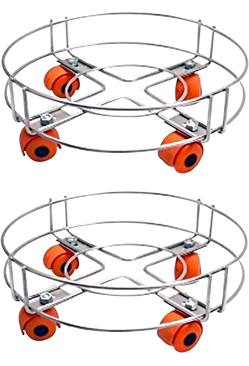 RUDRA INDUSTRIES Stainless Steel Cylinder Trolly with 4 Wheels LPG Cylinder UNBREAKBLE Movable Cylinder Stand with Four Wheels Easy to Move (2 PCS Set) (B0D77PYW61) Amazon Price History, Amazon Price Tracker