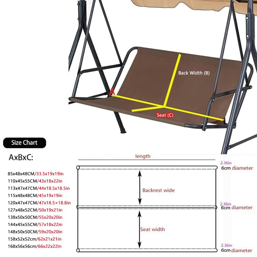 Coprisedile Per Altalena Da Giardino A 2/3 Posti Coprisedile Di Ricambio Per Dondolo Da Giardino Tessuto Oxford 600D Coprisedili Impermeabile Per Dondolo Letto(Red,158x52x52cm-62x21x21in)