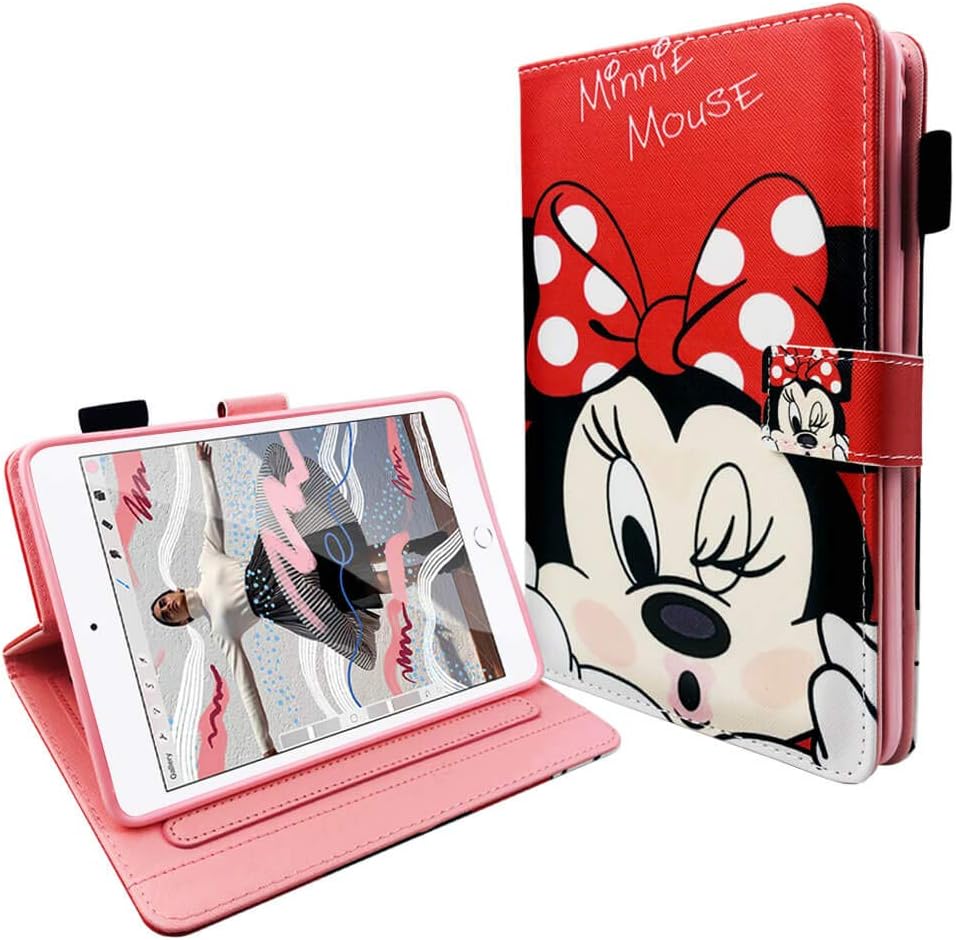 disneymini 2019 iPad Mini 5 Case Protective Folio PU Leather Smart Case with Magnetic Auto Sleep Wake Function for iPad Mini 1 2 3 4 5 (Minnie Mouse)