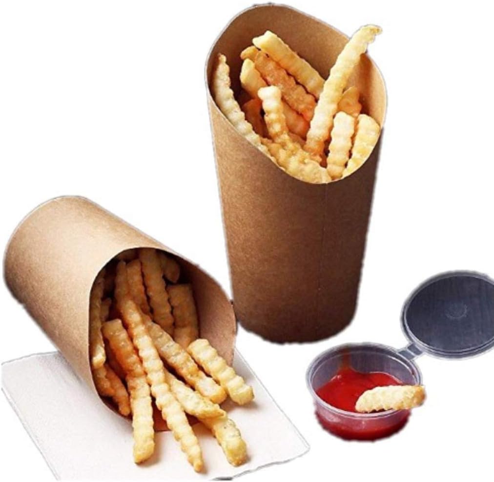 160Z Kraft Paper Fast Food Restaurant Chip Scoop Cup/French Fries Cup for Coffee Sho(50pcs)