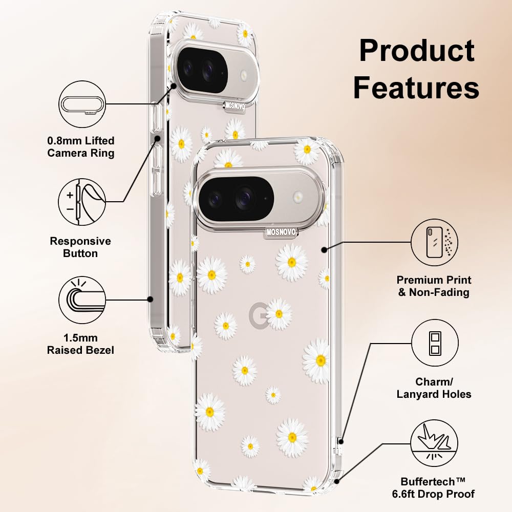 MOSNOVO Case for Google Pixel 10 & Pixel 10 Pro, [Buffertech 6.6ft Military-Grade Drop Protection] [Anti Peel Off Tech] Clear TPU Bumper Phone Case Cover Design - Cute Cherry — view 614