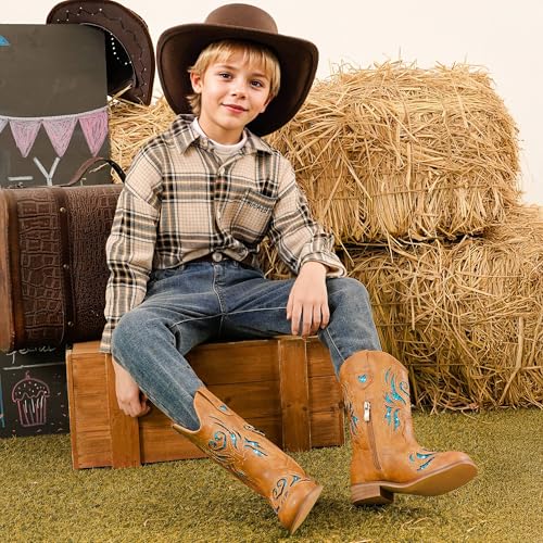 Girls Cowgirl Boot Glitter Kids Cowboy Boots Western BoysCowboy Mid Calf Square Toe Toddler Little Kid/Big Kid Party Birthday Riding Shoes2