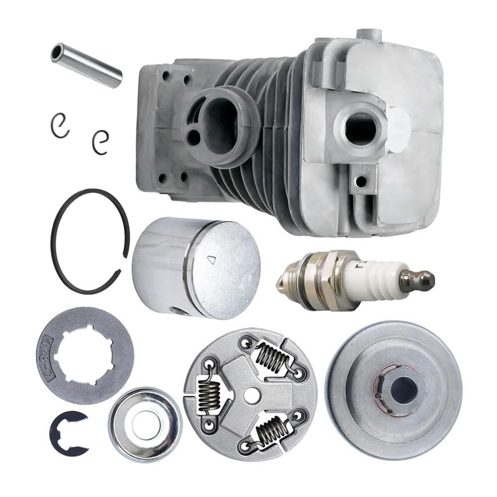 Lawn Mower Parts CS310 Cylinder Piston Kit with Sprocket Clutch Drum Kit Fit for Echo CS-310 CS-352 CS-352ES 38mm Cylinder Piston Kit Replace P021-03